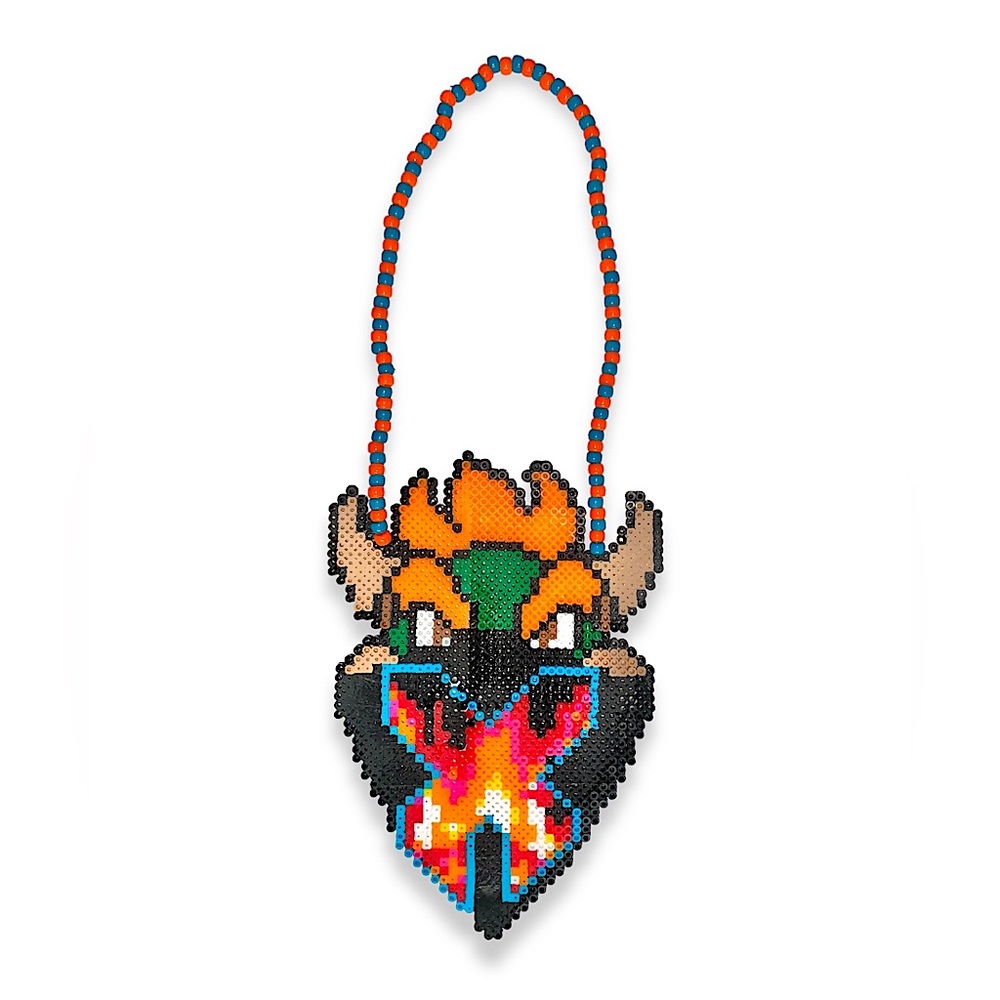 FLAME PERLER BEAD KANDI NECKLACE RAVE FESTIVAL